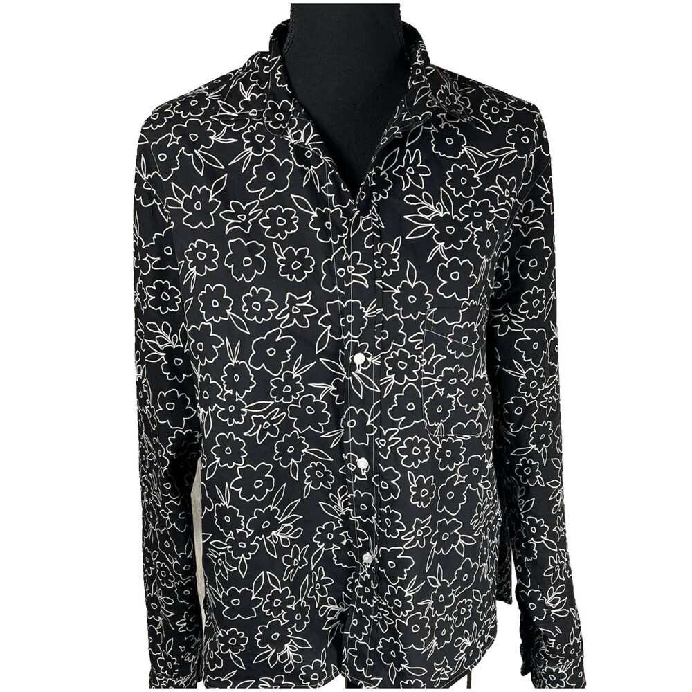 Frank and Eileen Silvio Black Floral Untuckable Button Up Blouse Large Capsule - Picture 7 of 12